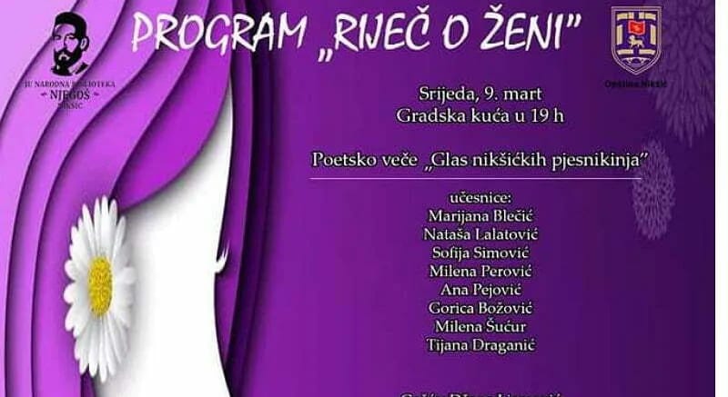 Gradska kuća: Poetsko veče "Glas nikšićkih pjesnikinja"