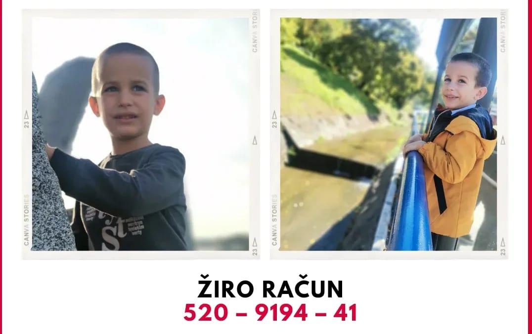 Za liječenje petogodišnjeg Vasilija Ćuzovića potrebno još 5.000 eura