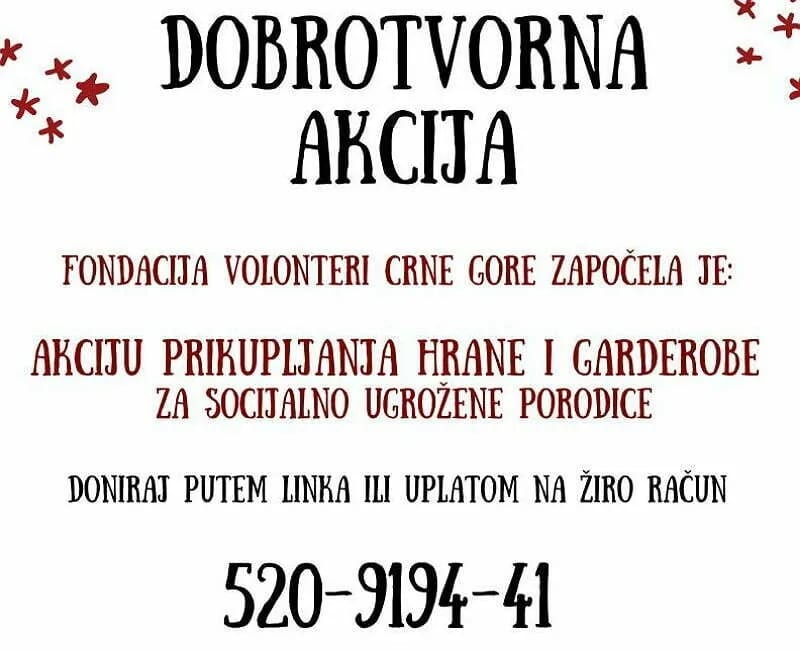 Dobrotvorna akcija za 150 socijalno ugroženih porodica iz Nikšića