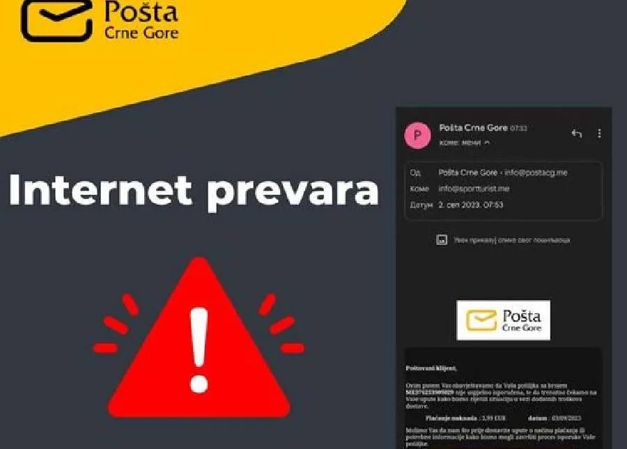 Pošta CG: Poruke o onlajn uplatama lažne