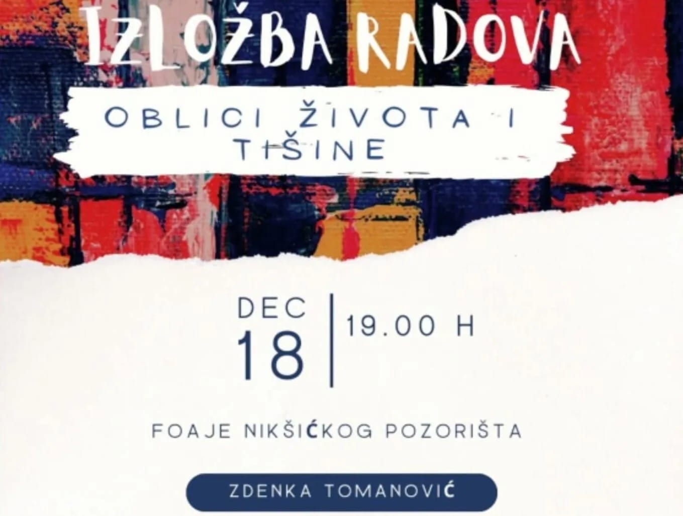 Izložba radova „Oblici života i tišine“ autorke Zdenke Tomanović