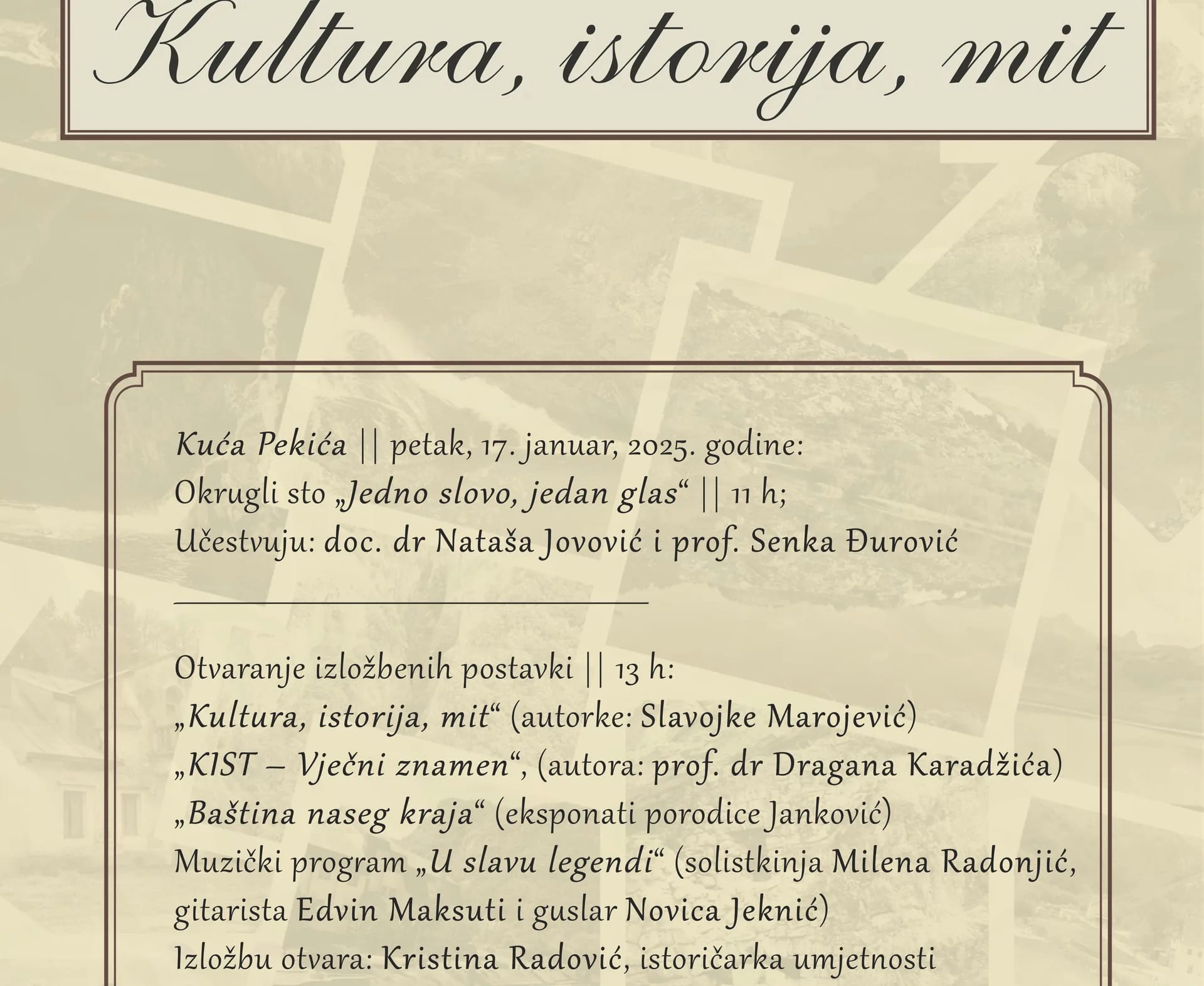 „Kultura, istorija, mit“ sjutra u Šavniku
