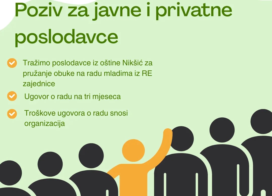 CAREP: Otvoren javni poziv za poslodavce u Nikšiću, podrška zapošljavanju mladih Roma i Egipćana