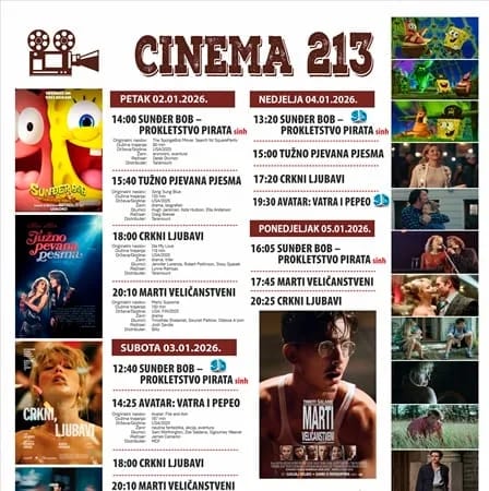 Novi repertoar bioskopa Cinema 213