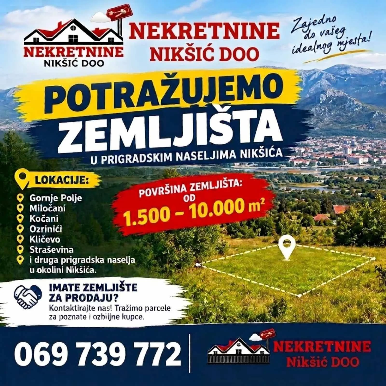 Potražujemo zemljišta u Nikšiću