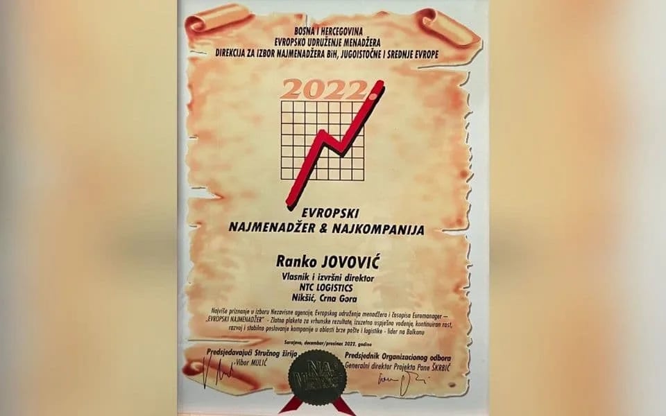 Nagrada za najefikasniju i najbolju brzu poštu u Crnoj Gori