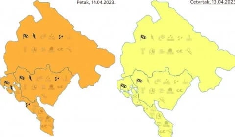 Sjutra na snazi narandžasti meteo-alarm, noćas pljuskovi i grmljavina