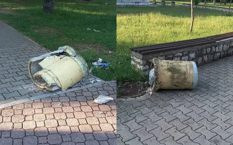 ČITAOCI ŠALJU: Oborene i uništene betonske korpe za odlaganje otpada