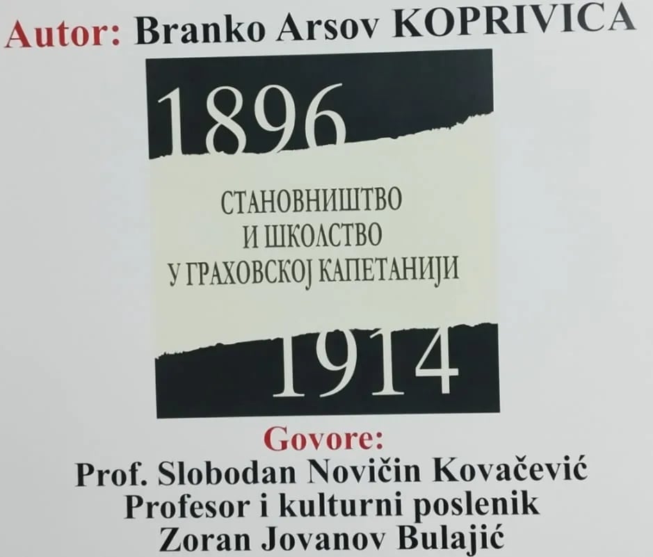 Promocija knjige „Stanovništvo i školstvo u Grahovskoj kapetaniji 1896 – 1914“