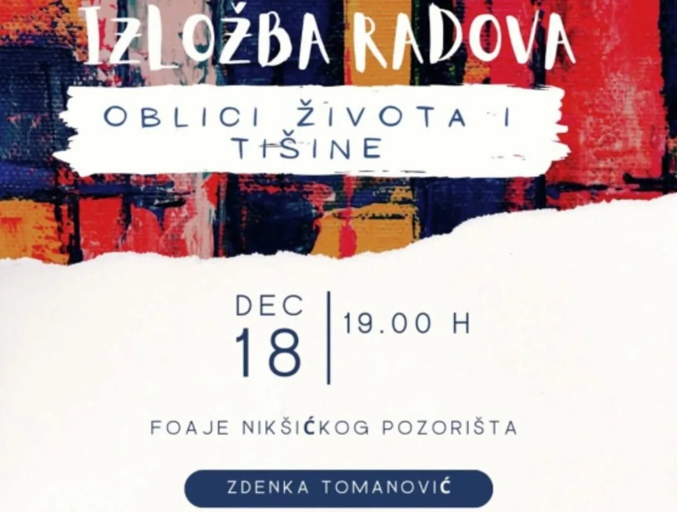 Izložba radova „Oblici života i tišine“ autorke Zdenke Tomanović