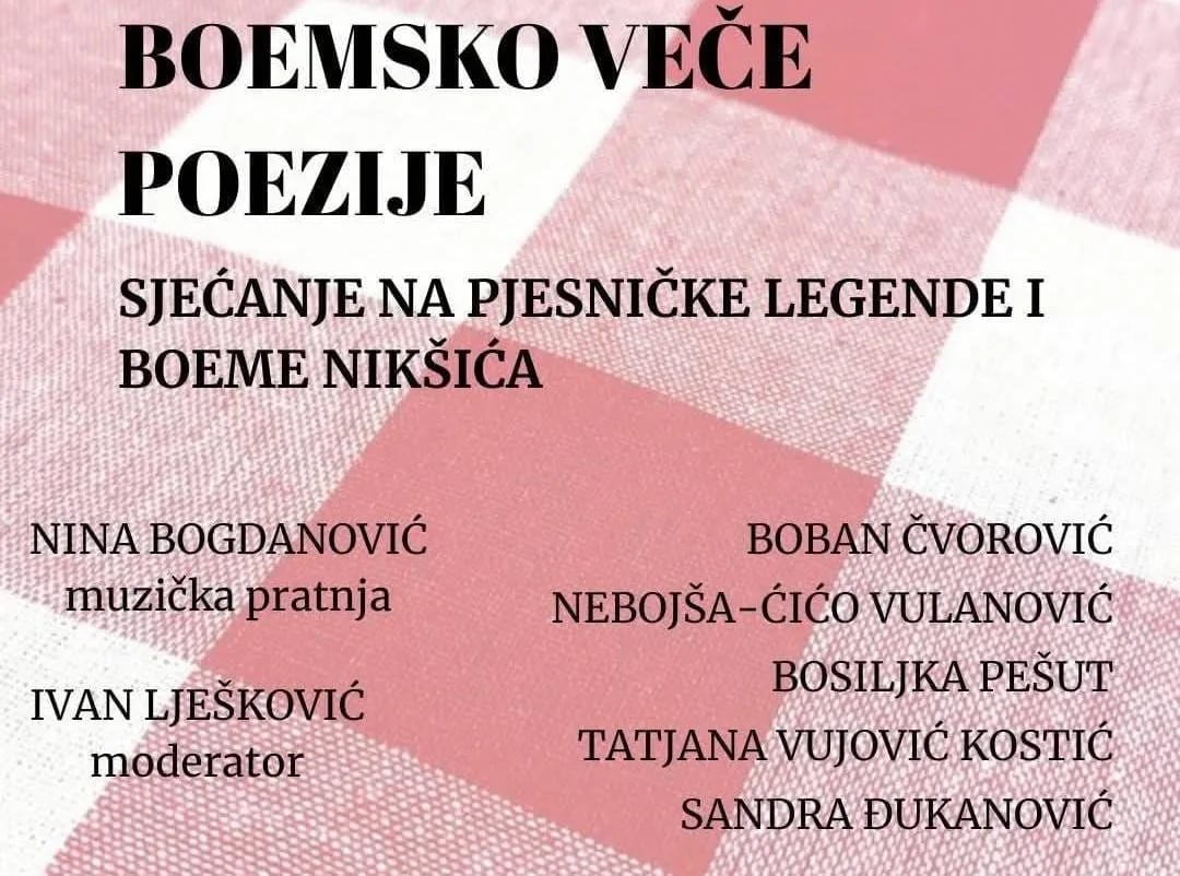 "Boemsko veče poezije" večeras u Gradskoj kući