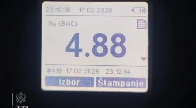 Nikšićanin vozio sa 4,88 promila alkohola u krvi