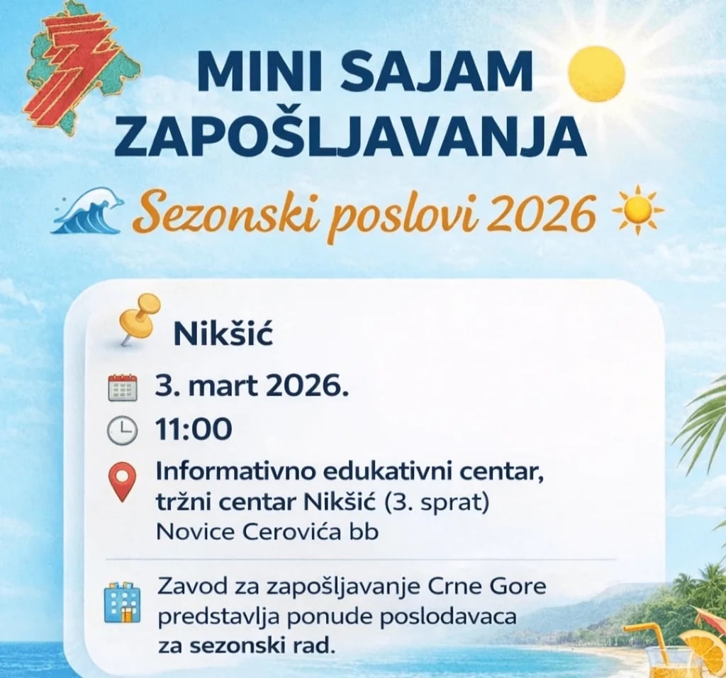 Mini sajam zapošljavanja za sezonske poslove sjutra u Nikšiću