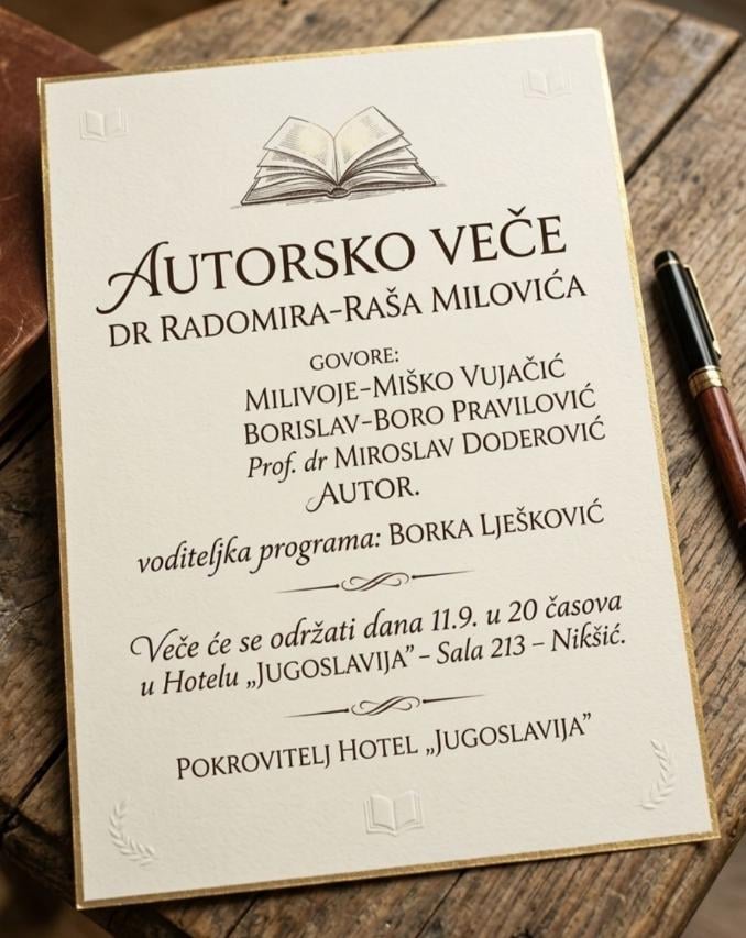 Autorsko veče dr Radomira Raša Milovića