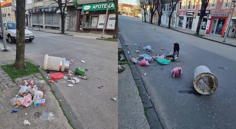 Oborene i uništene korpe za otpatke
