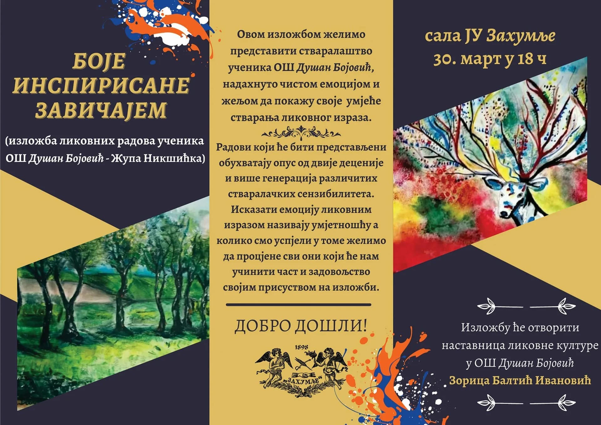 Zahumlje: Izložba likovih radova “Boje inspirisane zavičajem”