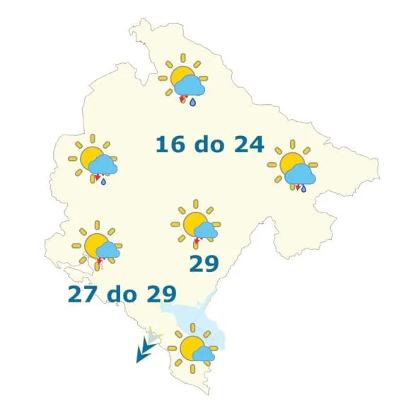 Sjutra moguća kratkotrajna kiša