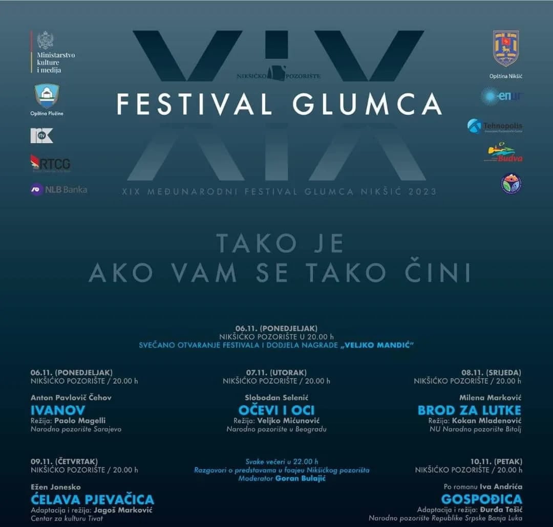 Međunarodni festival glumca od 6. do 11. novembra, u selekciji pet predstava