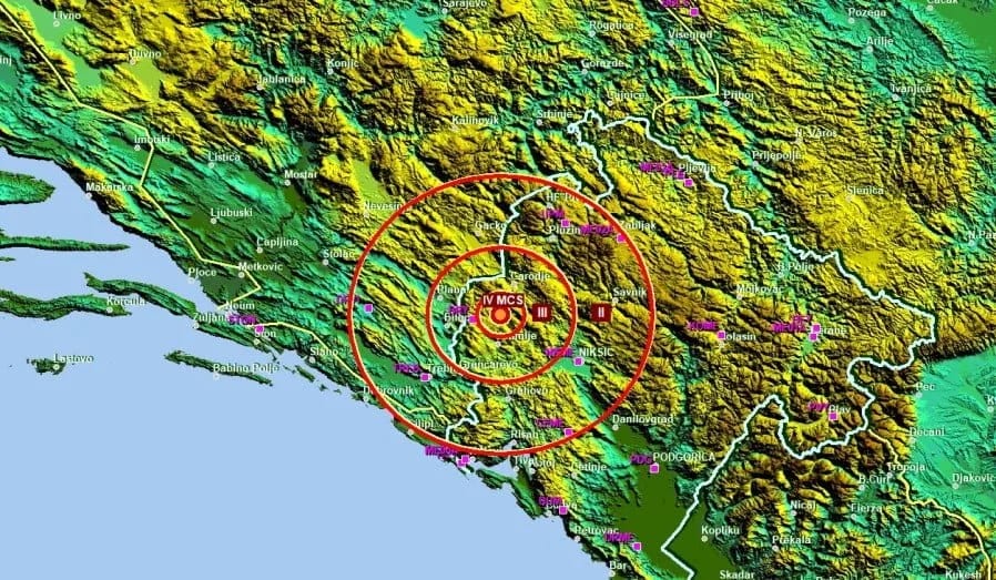 Slabiji zemljotres kod Nikšića