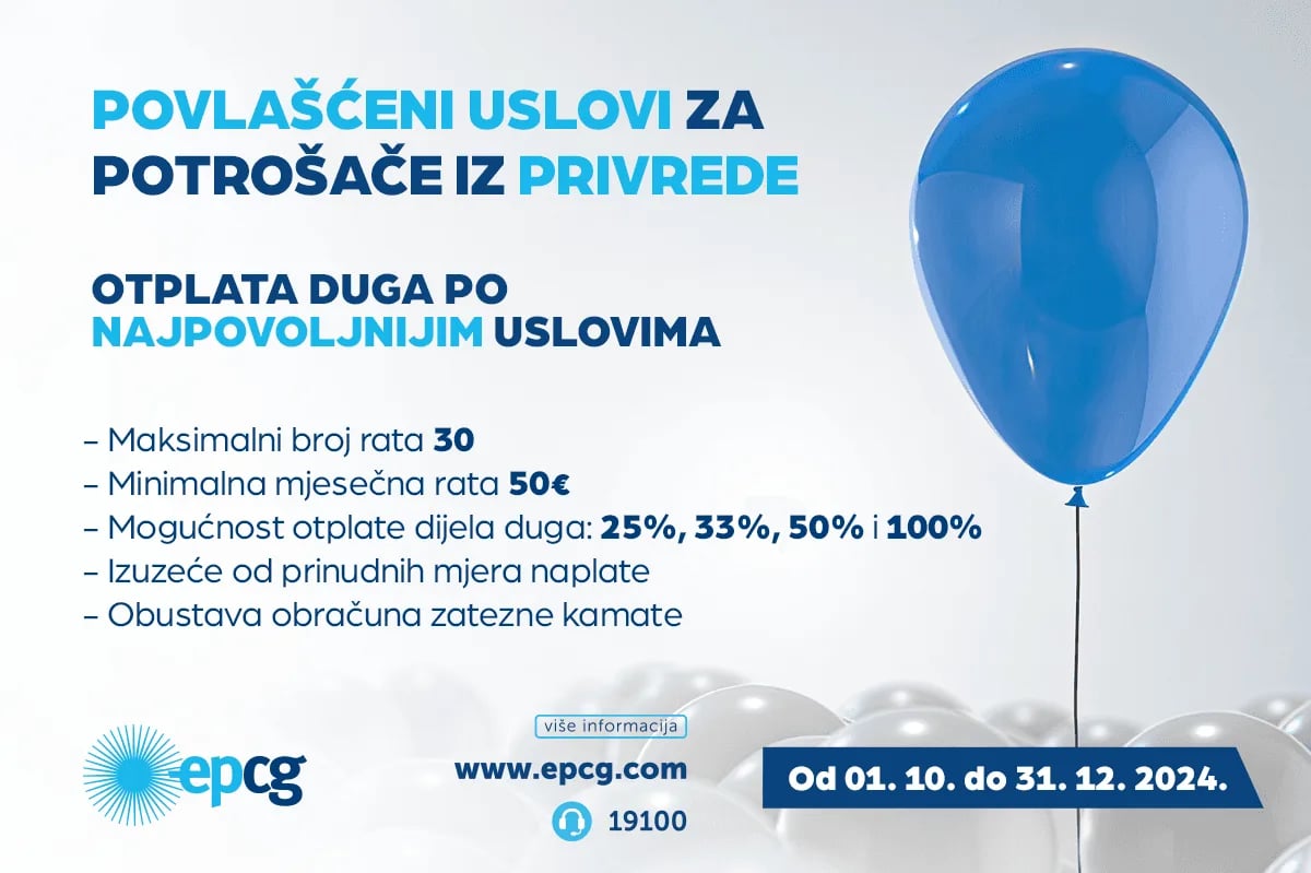 EPCG: Povlašćeni uslovi za potrošače iz privrede