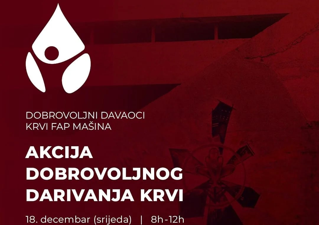 "Fap mašina": Sjutra akcija dobrovoljnog davanja krvi
