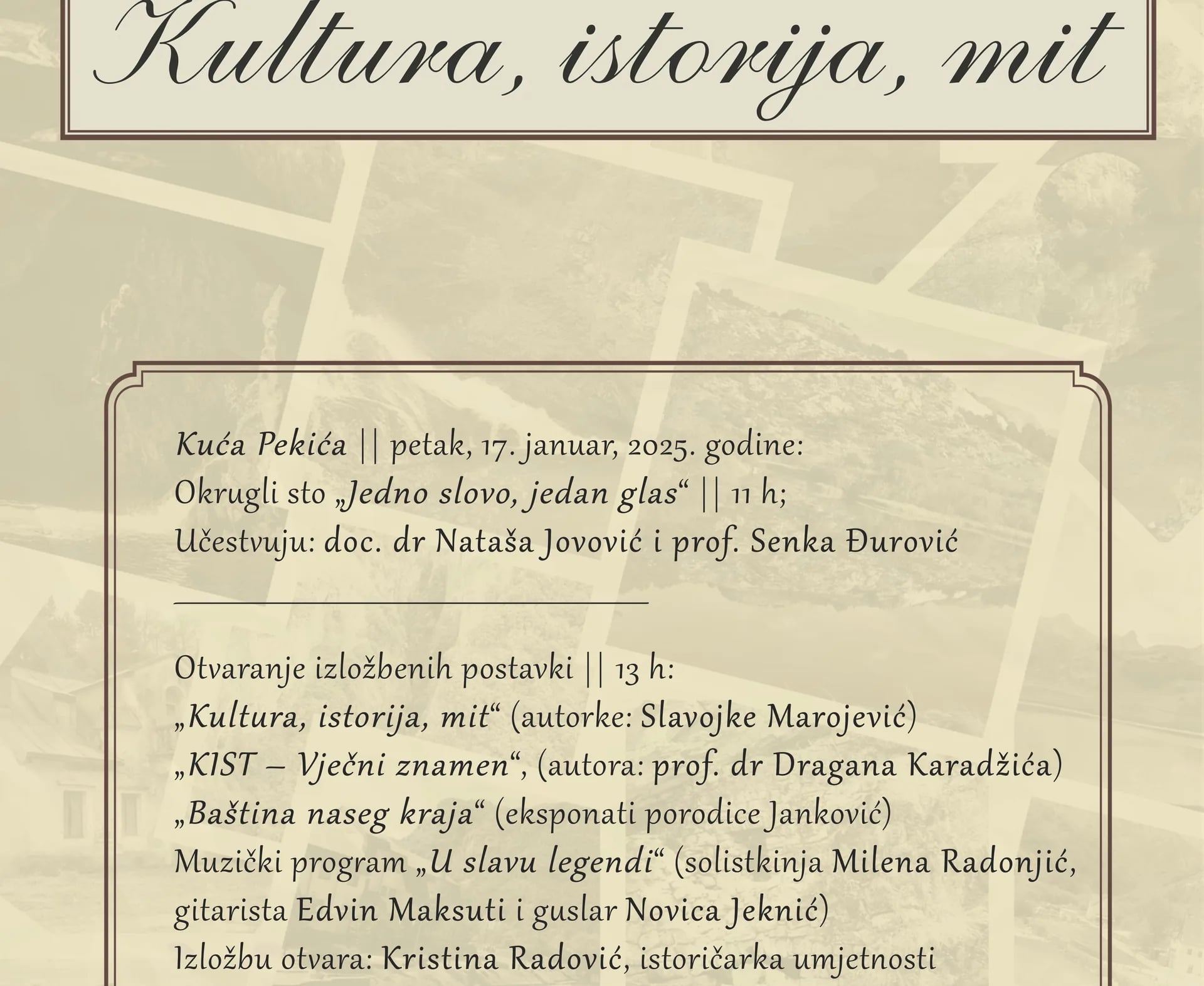 „Kultura, istorija, mit“ sjutra u Šavniku