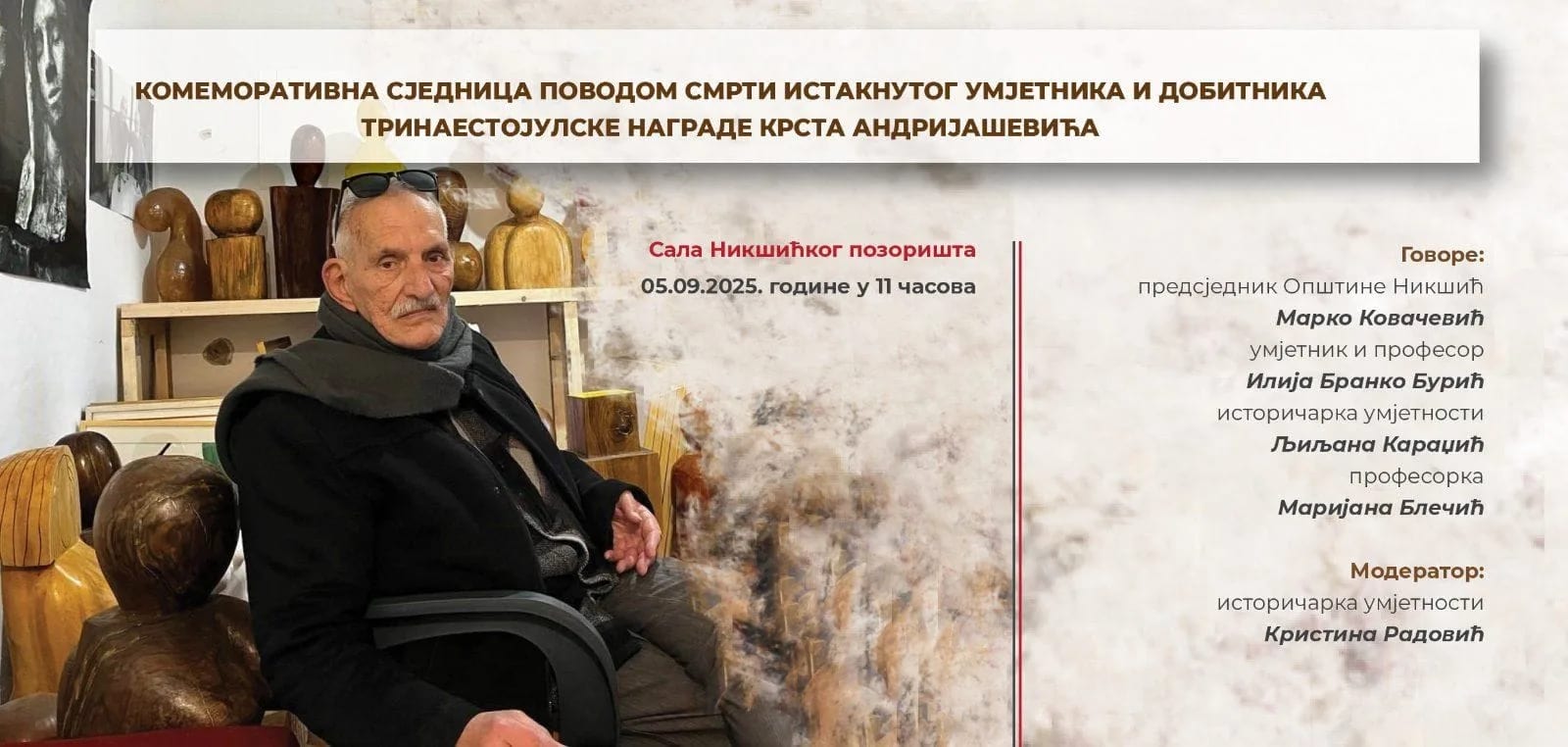 Danas komemoracija povodom smrti istaknutog umjetnika Krsta Andrijaševića