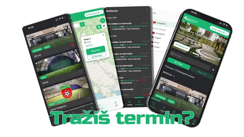 ZakaziTermin – brzo i lako online zakazivanje rekreativnih termina u Crnoj Gori