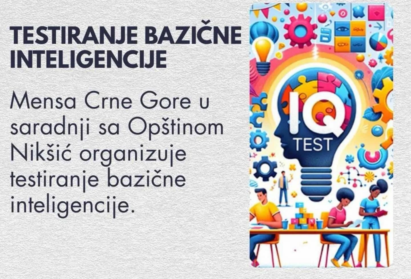 Mensa: Testiranje bazične inteligencije 28. marta u Nikšiću