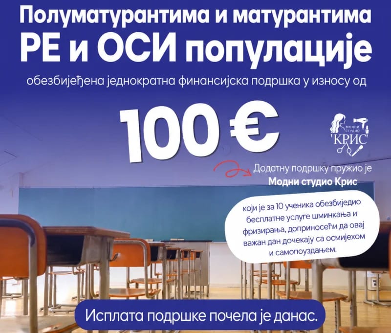 Opština dodijelila po 100 eura polumaturantima i maturantima RE zajednice i OSI