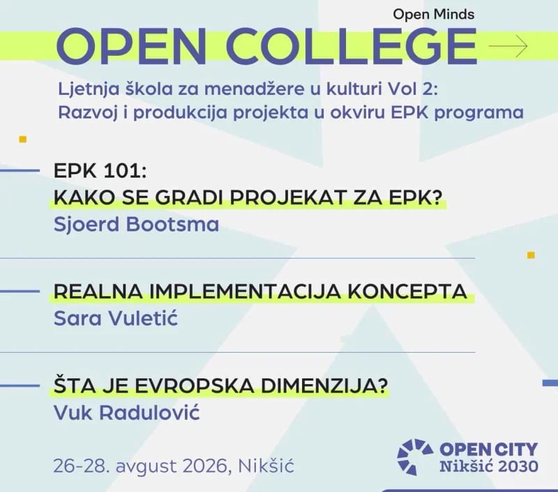 NIKŠIĆ 2030: Ljetnja škola za menadžere u kulturi