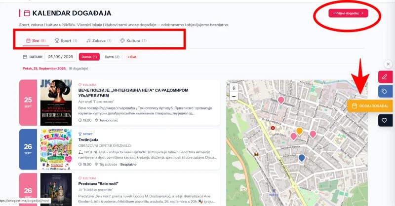 Prijavite svoj događaj besplatno na portalu Onogošt