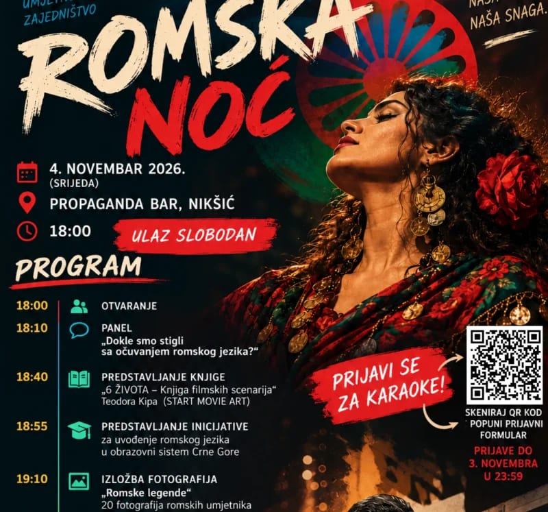 "Romska noć“ u Nikšiću: Panel o očuvanju romskog jezika, izložba, karaoke takmičenje i muzički program